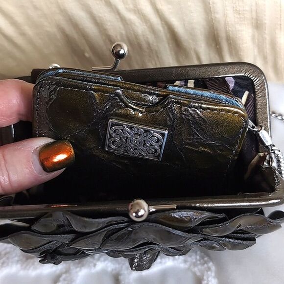 Brighton Rosealie Flower Leather Coin Purse/Wallet w Bonus Mirror - Picture 10 of 14